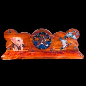 🦮🦆|•CYPRESS WOOD CLOCKS•| Vintage Handcrafted Custom Bird Dog Clock by Earl